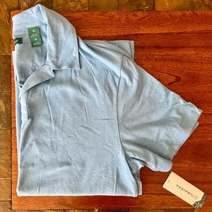 Cubavera Polo Linen/Cotton color blue size medium